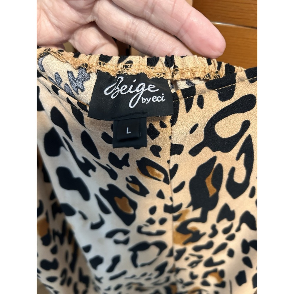 beige by eci Leopard Print Jumpsuit Size Large